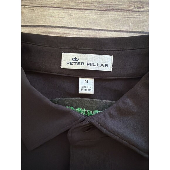 NWT Men's Peter Millar Crown Polo Medium Solid Black Pima Cotton Blend ME0Ek01S - Picture 5 of 10